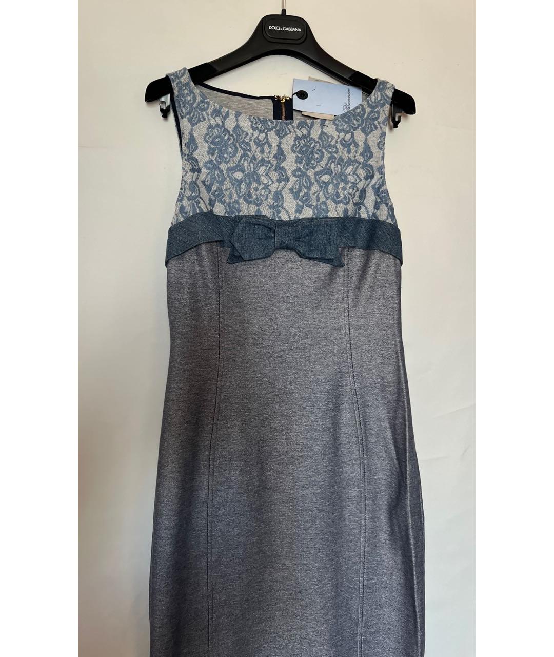 BLUMARINE Серое вискозное коктейльное платье, фото 5