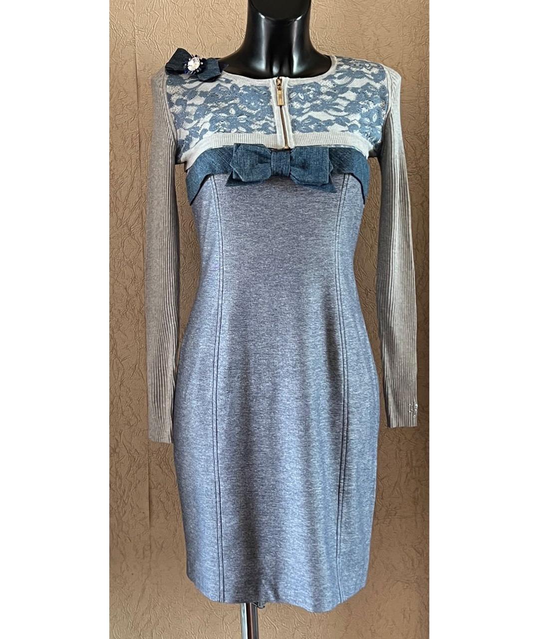 BLUMARINE Серое вискозное коктейльное платье, фото 9