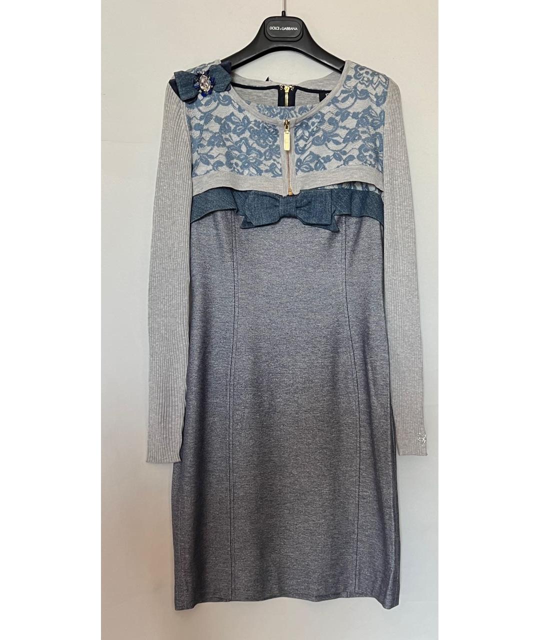 BLUMARINE Серое вискозное коктейльное платье, фото 8