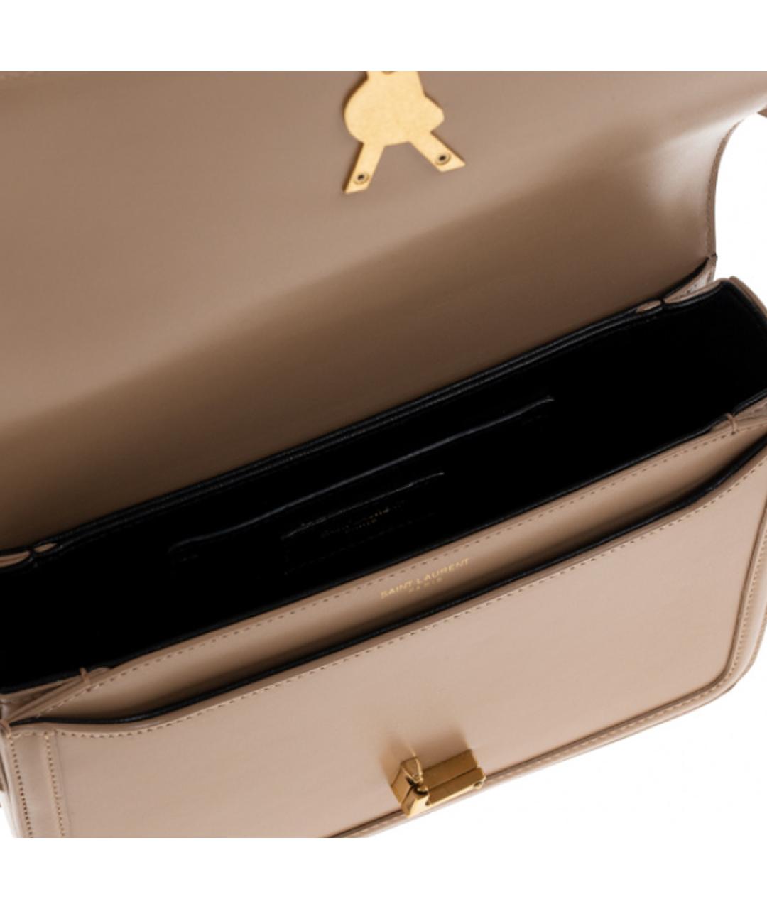 SAINT LAURENT Бежевая кожаная сумка через плечо, фото 4