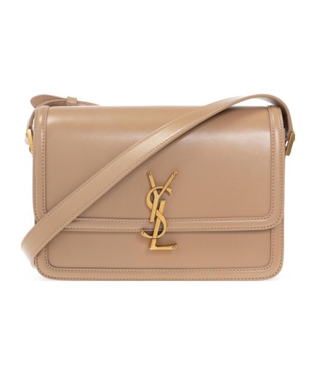 SAINT LAURENT Бежевая кожаная сумка через плечо, фото 1
