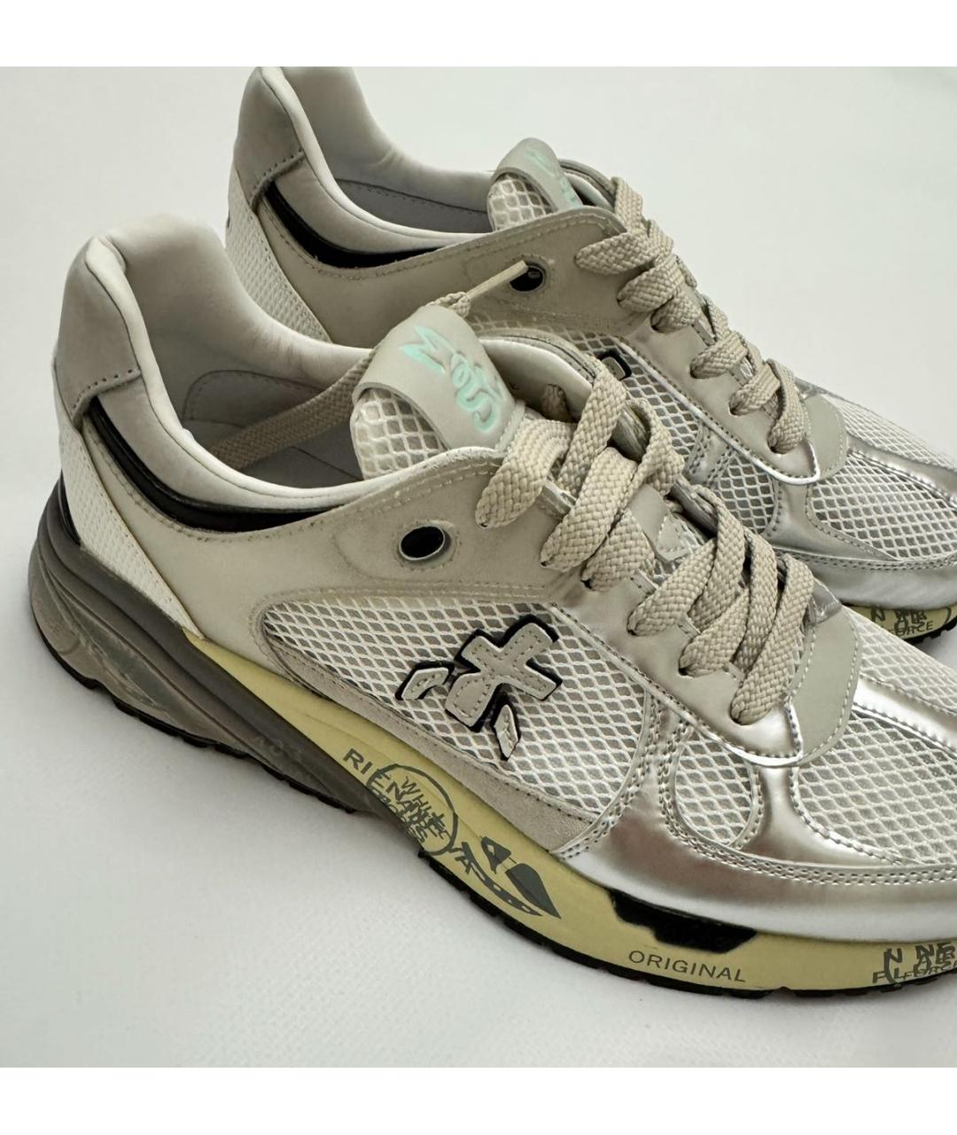 PREMIATA Серебряные текстильные кроссовки, фото 3