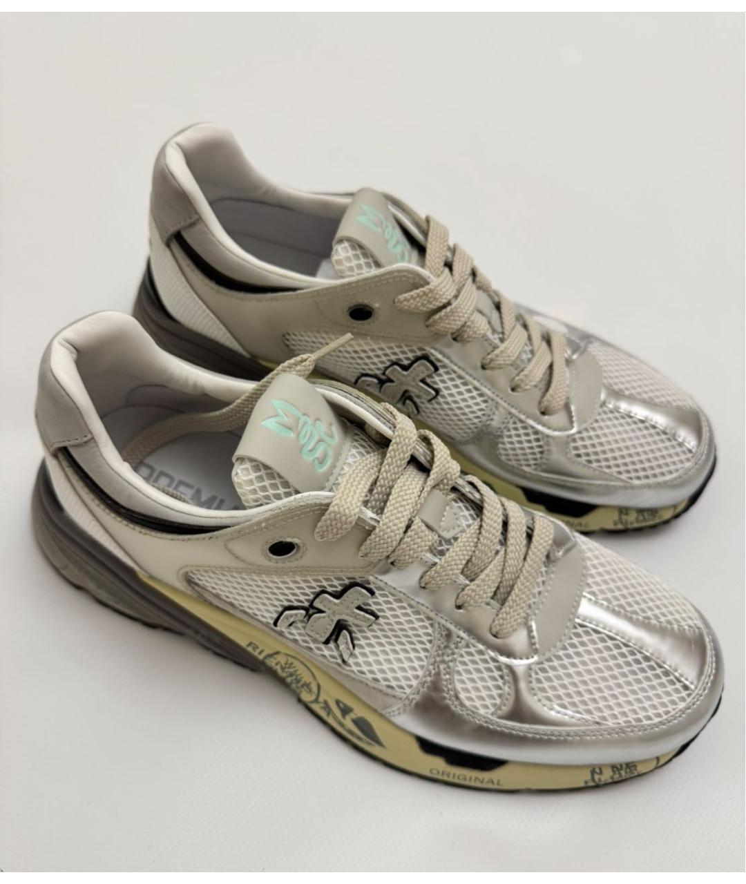 PREMIATA Серебряные текстильные кроссовки, фото 2