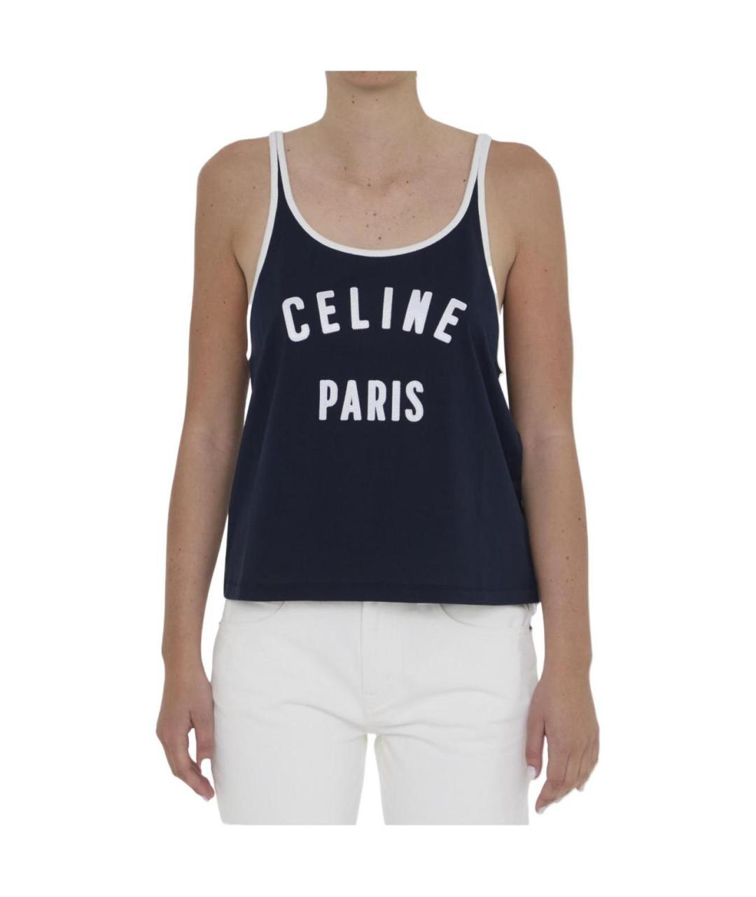 CELINE Синяя майка, фото 3