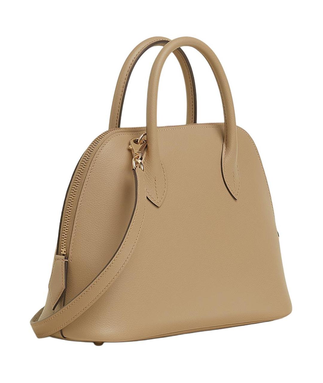 HERMES Бежевая кожаная сумка через плечо, фото 3