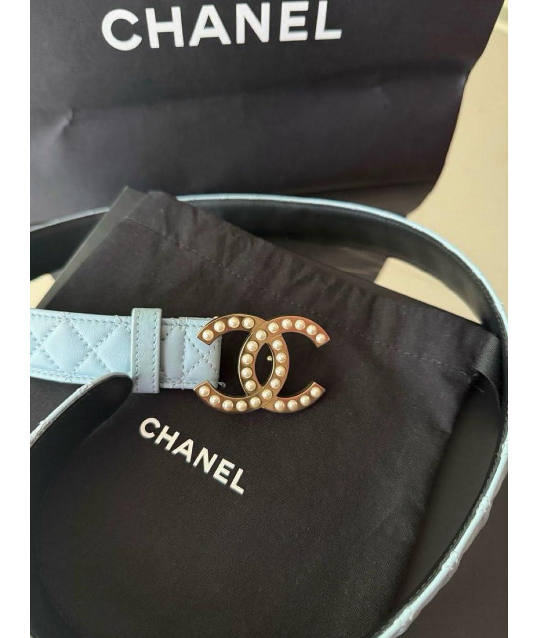 CHANEL Голубой кожаный ремень, фото 2