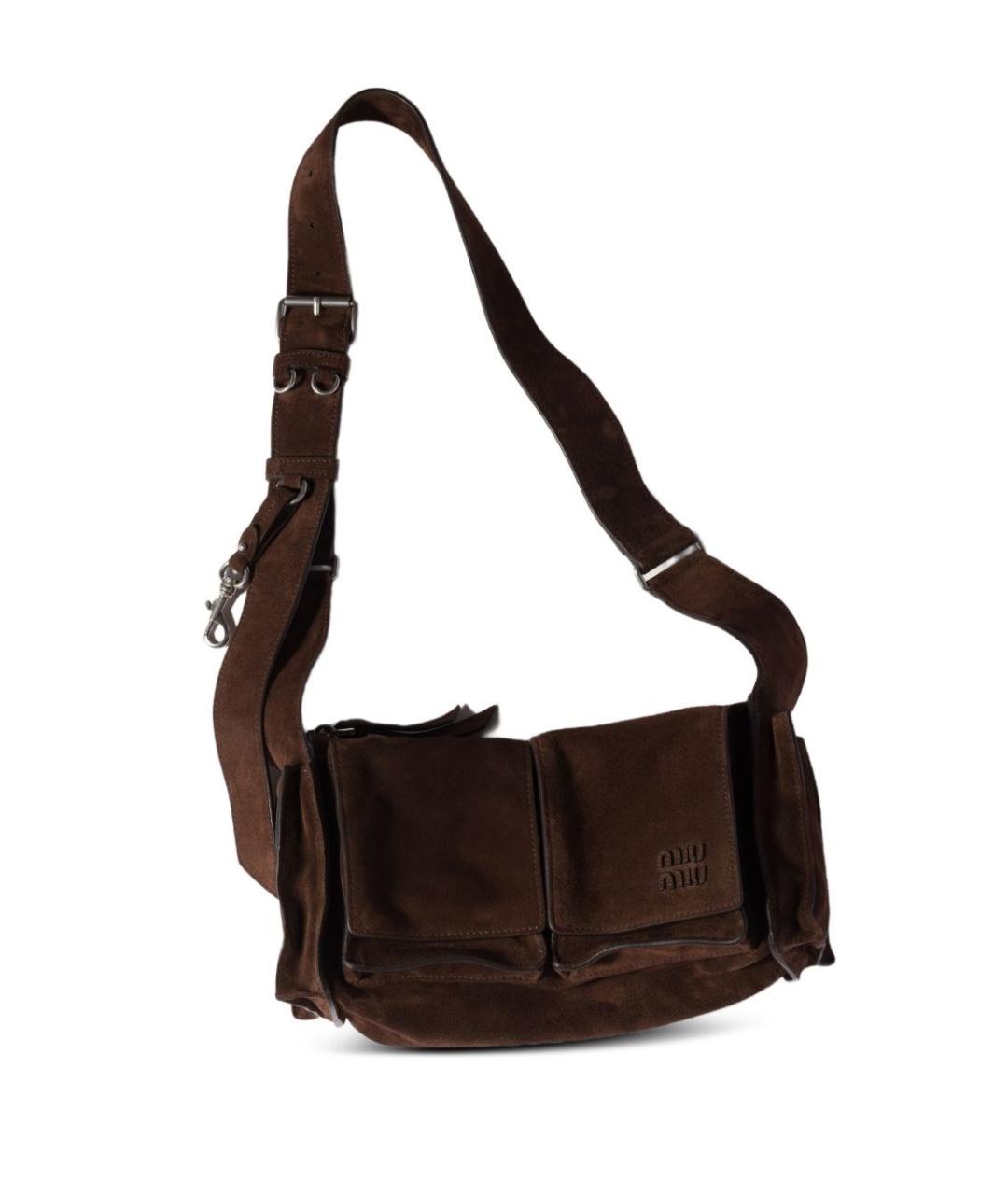 MIU MIU Коричневая замшевая сумка через плечо, фото 2