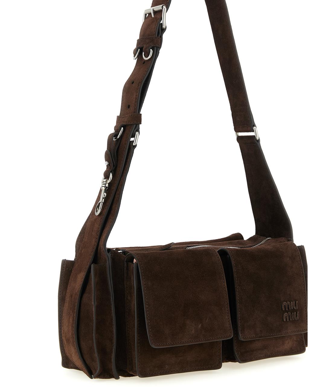 MIU MIU Коричневая замшевая сумка через плечо, фото 3
