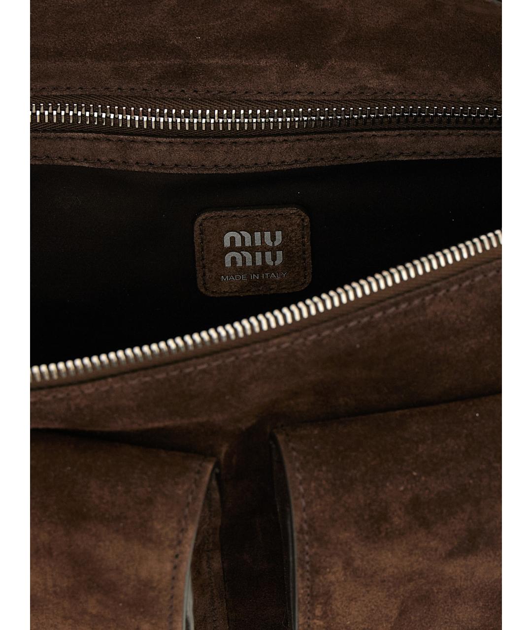 MIU MIU Коричневая замшевая сумка через плечо, фото 4