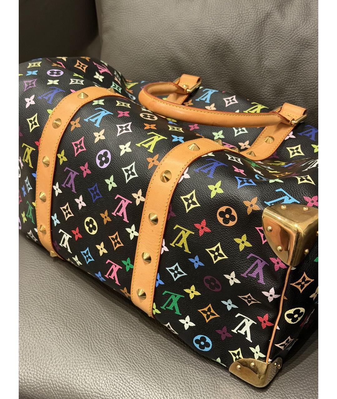 LOUIS VUITTON Черная кожаная дорожная/спортивная сумка, фото 8