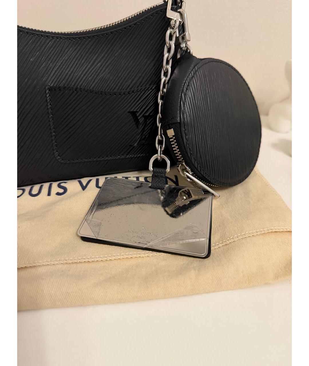 LOUIS VUITTON Черная кожаная сумка с короткими ручками, фото 4