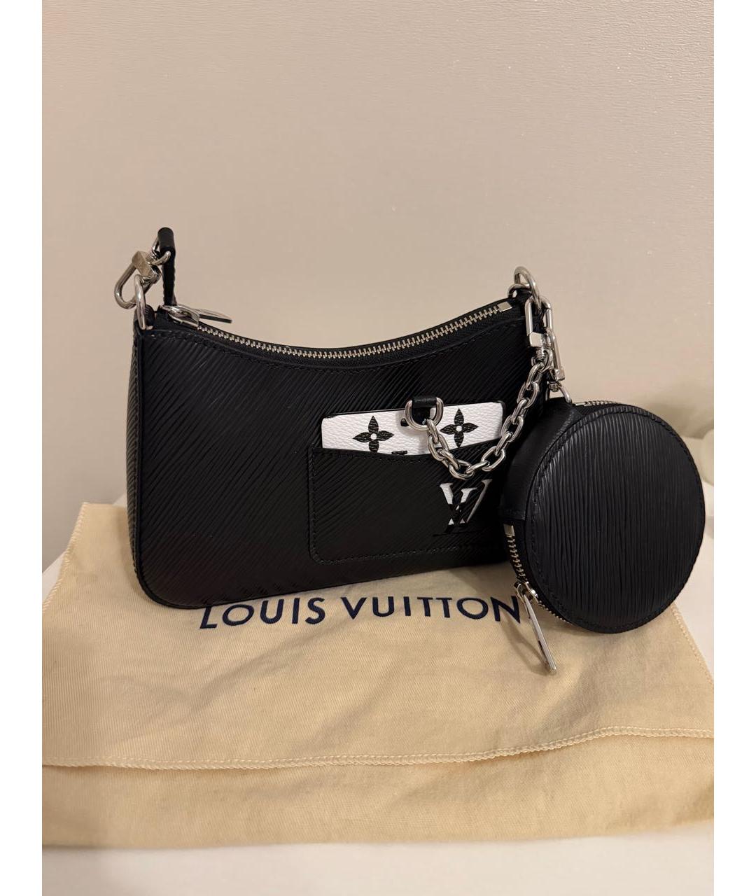 LOUIS VUITTON Черная кожаная сумка с короткими ручками, фото 2