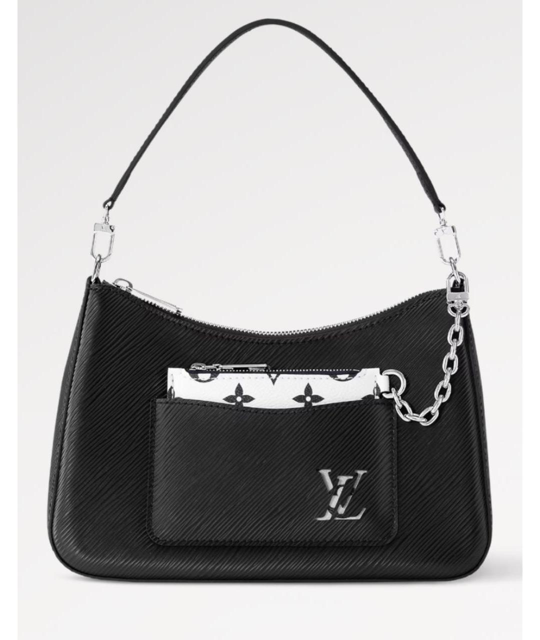 LOUIS VUITTON Черная кожаная сумка с короткими ручками, фото 7