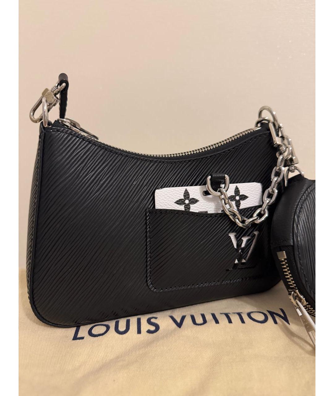 LOUIS VUITTON Черная кожаная сумка с короткими ручками, фото 3