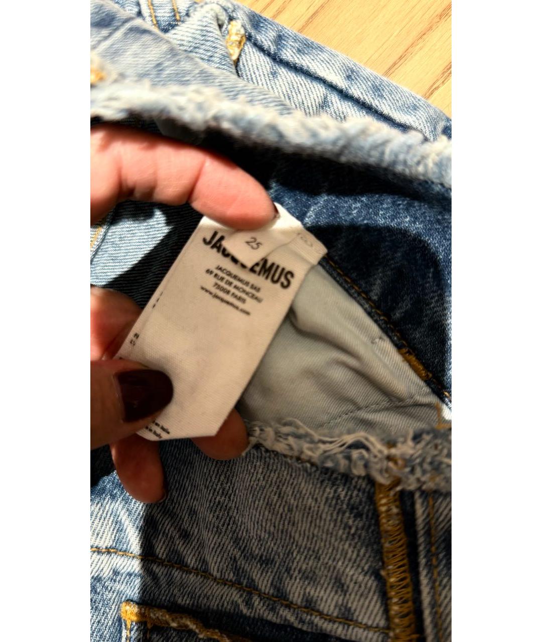 JACQUEMUS Голубые хлопковые прямые джинсы, фото 5