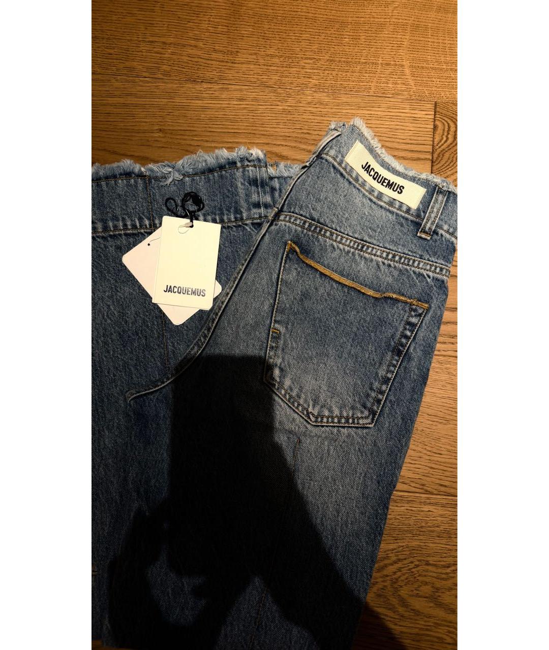 JACQUEMUS Голубые хлопковые прямые джинсы, фото 6