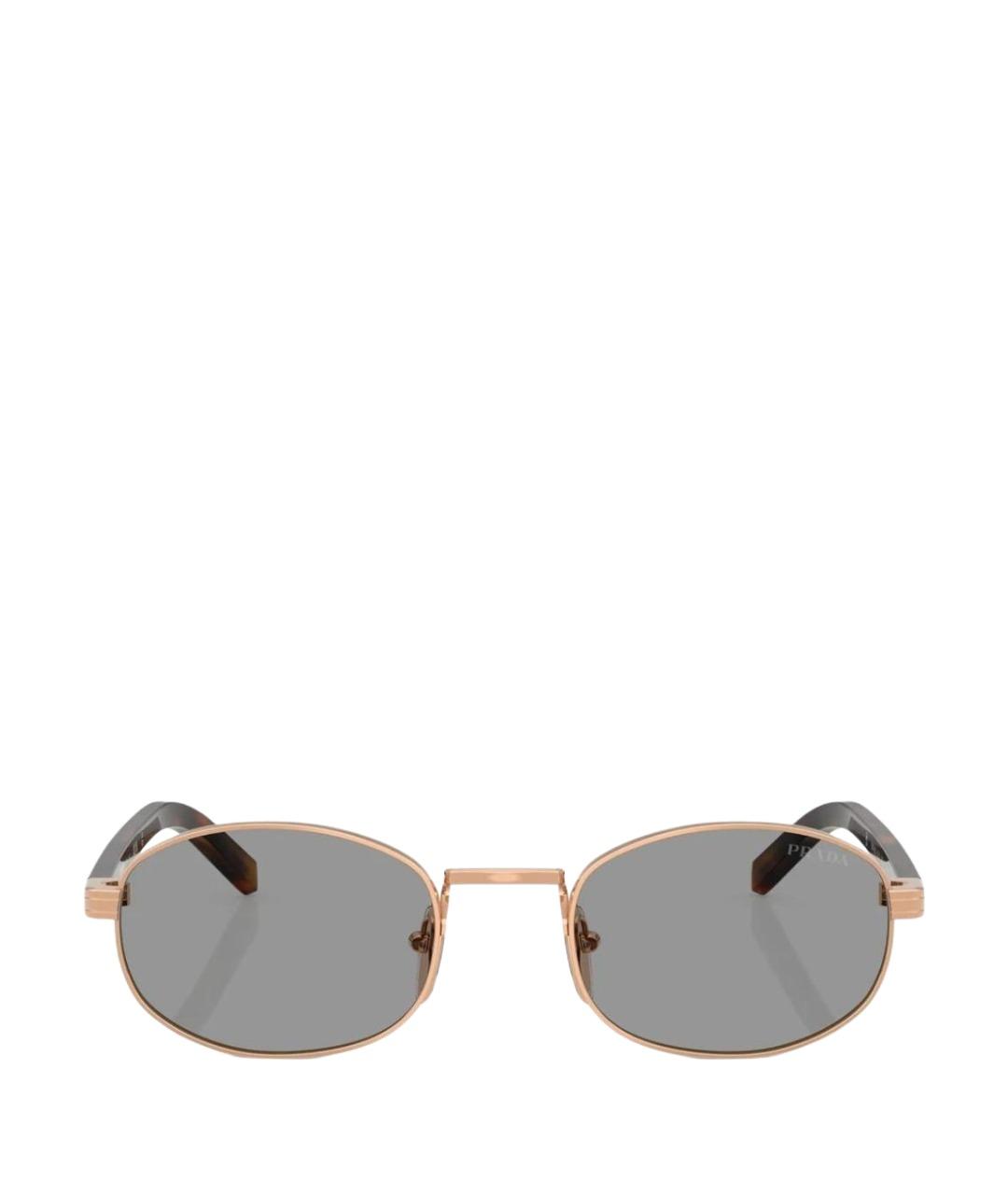PRADA Золотые металлические солнцезащитные очки, фото 1