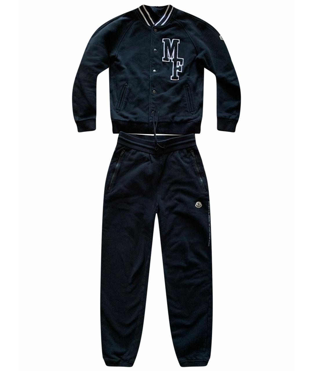 MONCLER Черный хлопковый спортивный костюм, фото 1