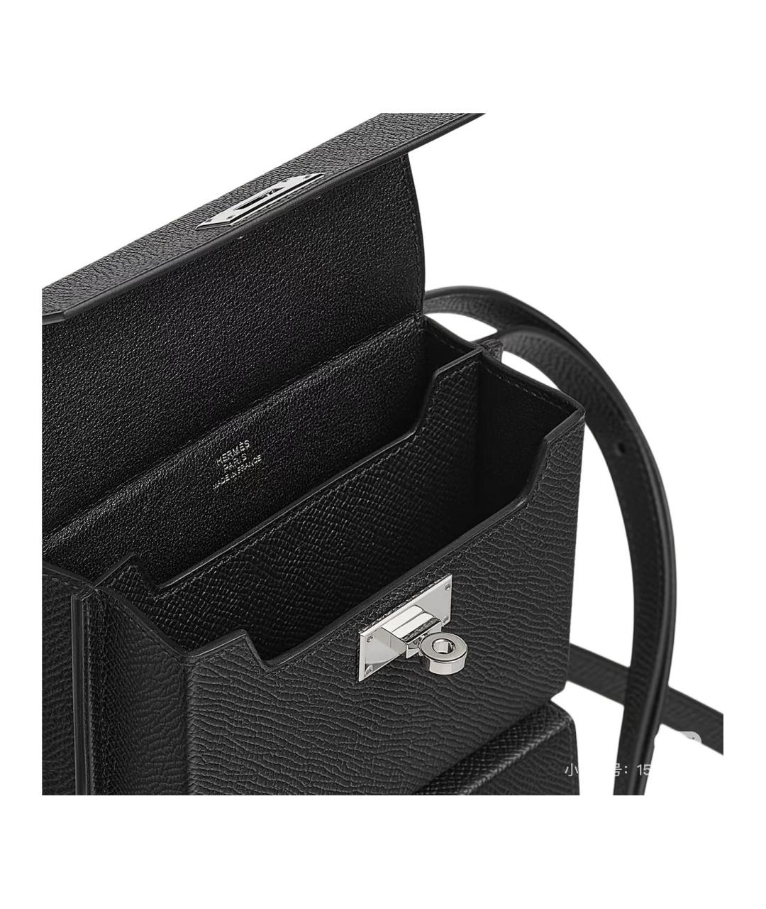 HERMES Черная кожаная сумка через плечо, фото 4