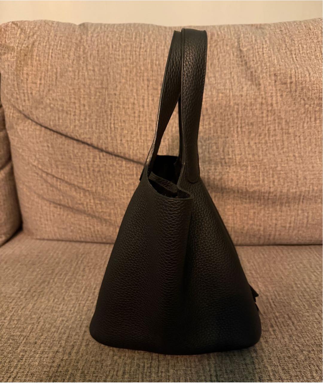 HERMES Черная кожаная сумка с короткими ручками, фото 2