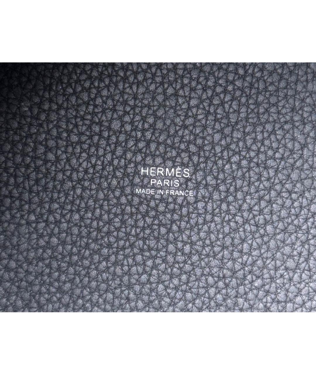 HERMES Черная кожаная сумка с короткими ручками, фото 4