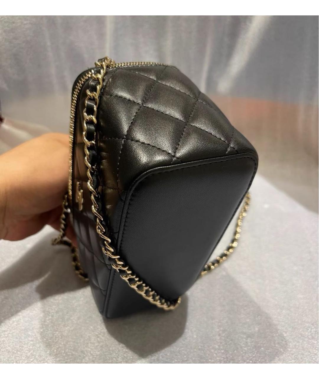 CHANEL Черная кожаная сумка с короткими ручками, фото 5