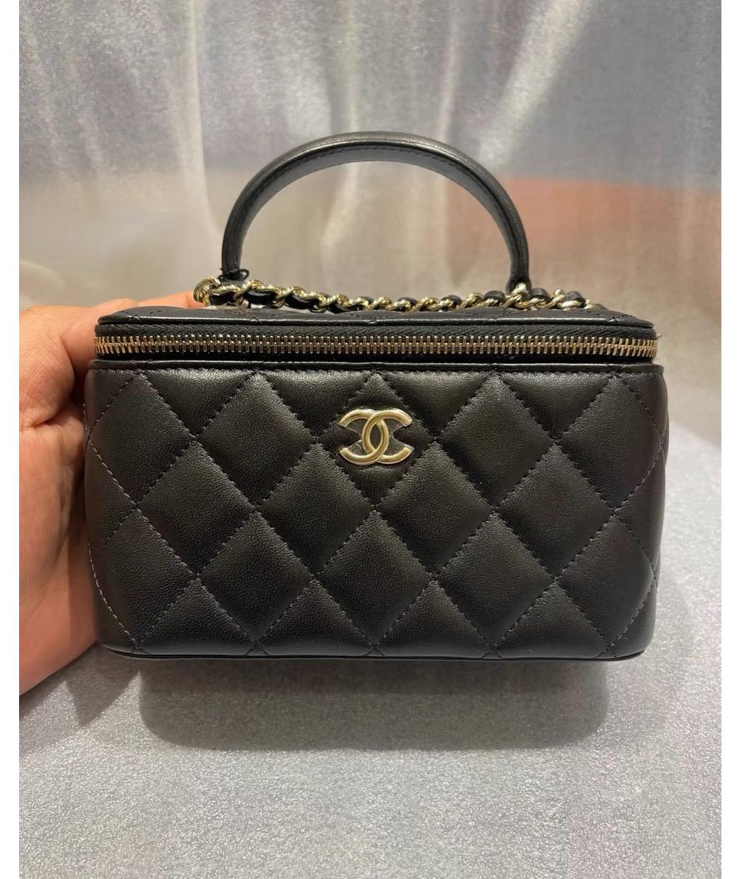 CHANEL Черная кожаная сумка с короткими ручками, фото 2