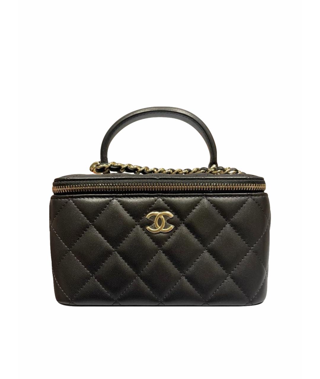 CHANEL Черная кожаная сумка с короткими ручками, фото 1