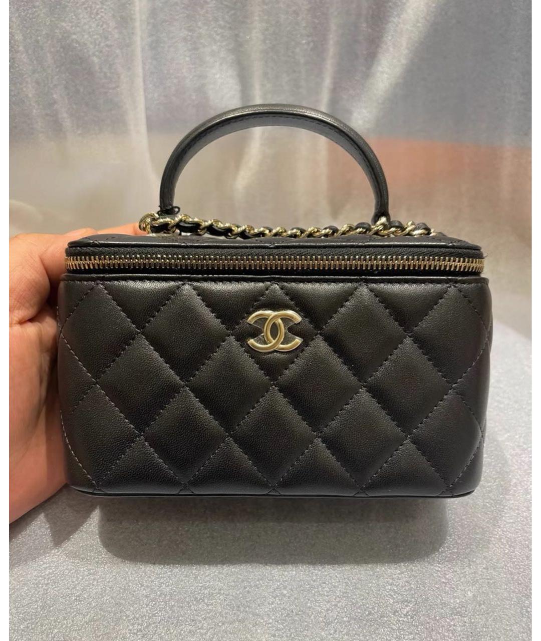 CHANEL Черная кожаная сумка с короткими ручками, фото 7