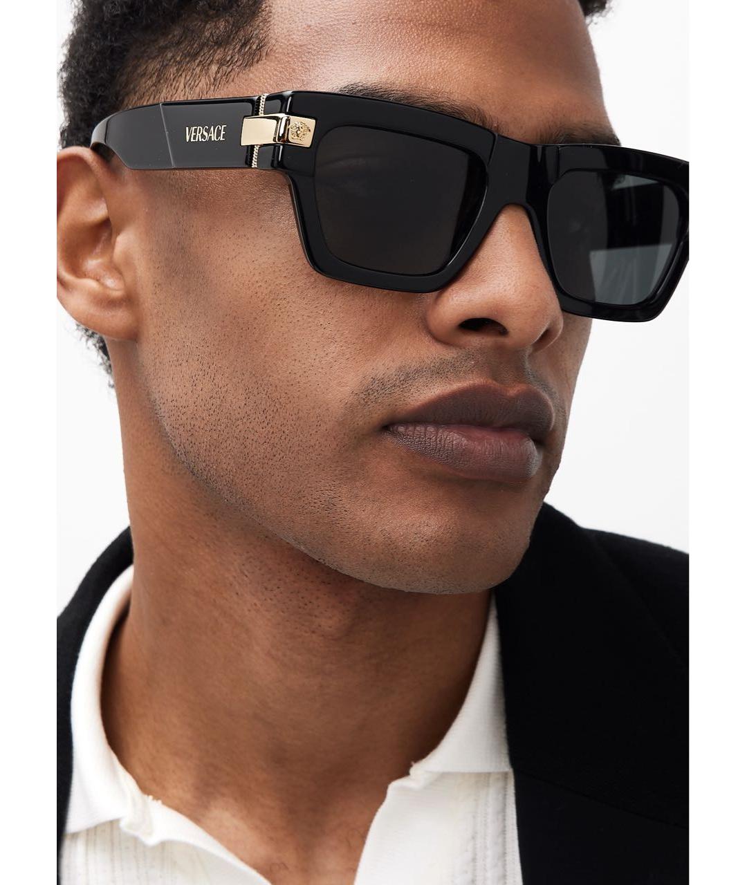 VERSACE Черные пластиковые солнцезащитные очки, фото 5