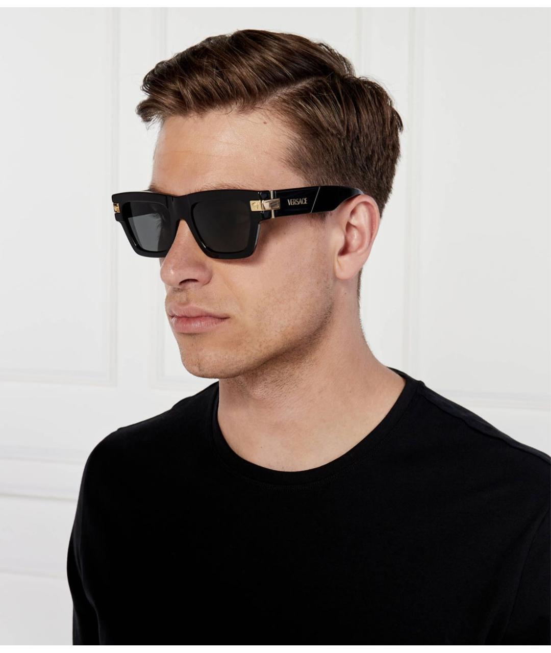 VERSACE Черные пластиковые солнцезащитные очки, фото 6