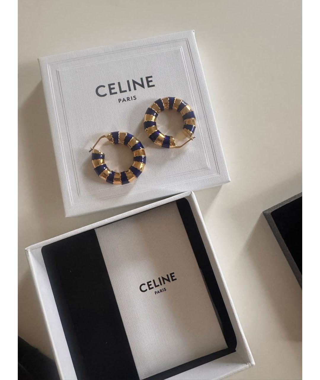 CELINE Золотые латунные серьги, фото 5