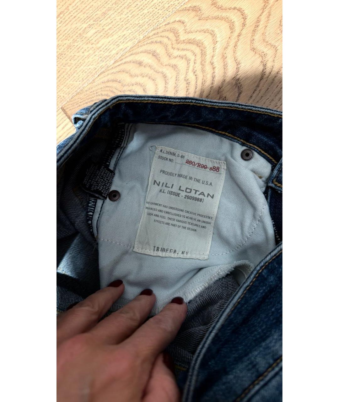 NILI LOTAN Синие хлопковые джинсы клеш, фото 5
