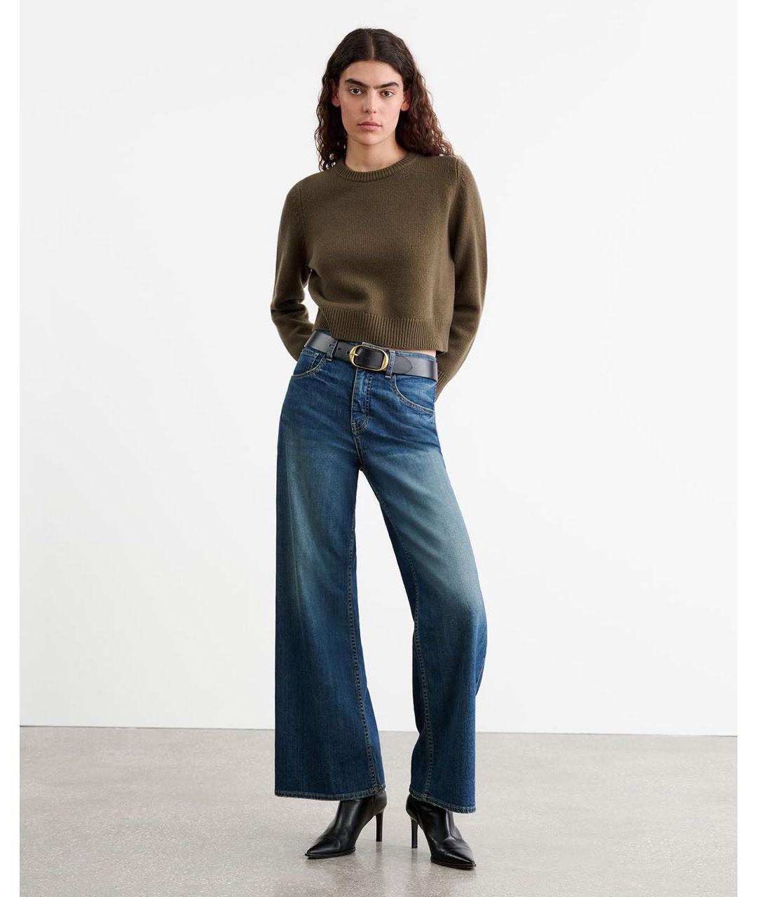 NILI LOTAN Синие хлопковые джинсы клеш, фото 6