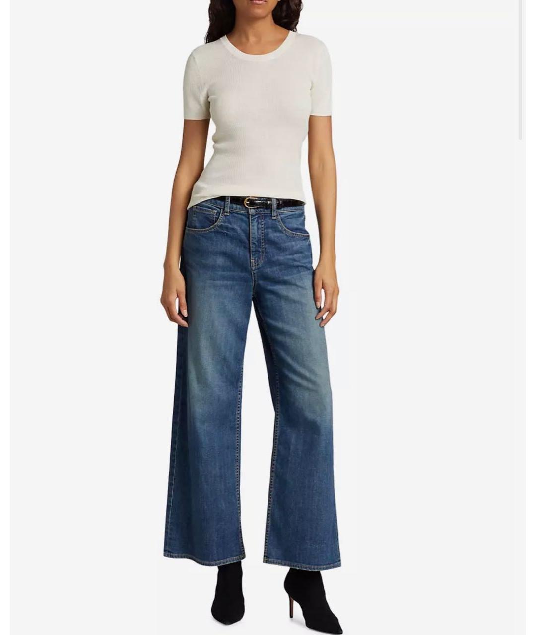 NILI LOTAN Синие хлопковые джинсы клеш, фото 7