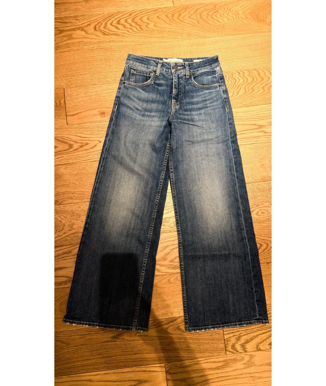 NILI LOTAN Синие хлопковые джинсы клеш, фото 8