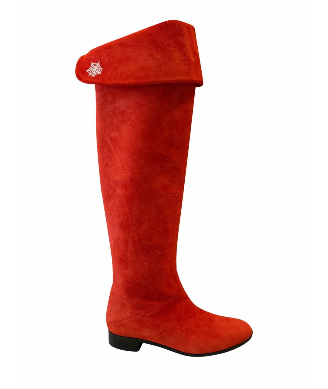 CHARLOTTE OLYMPIA Красные замшевые ботфорты, фото 1