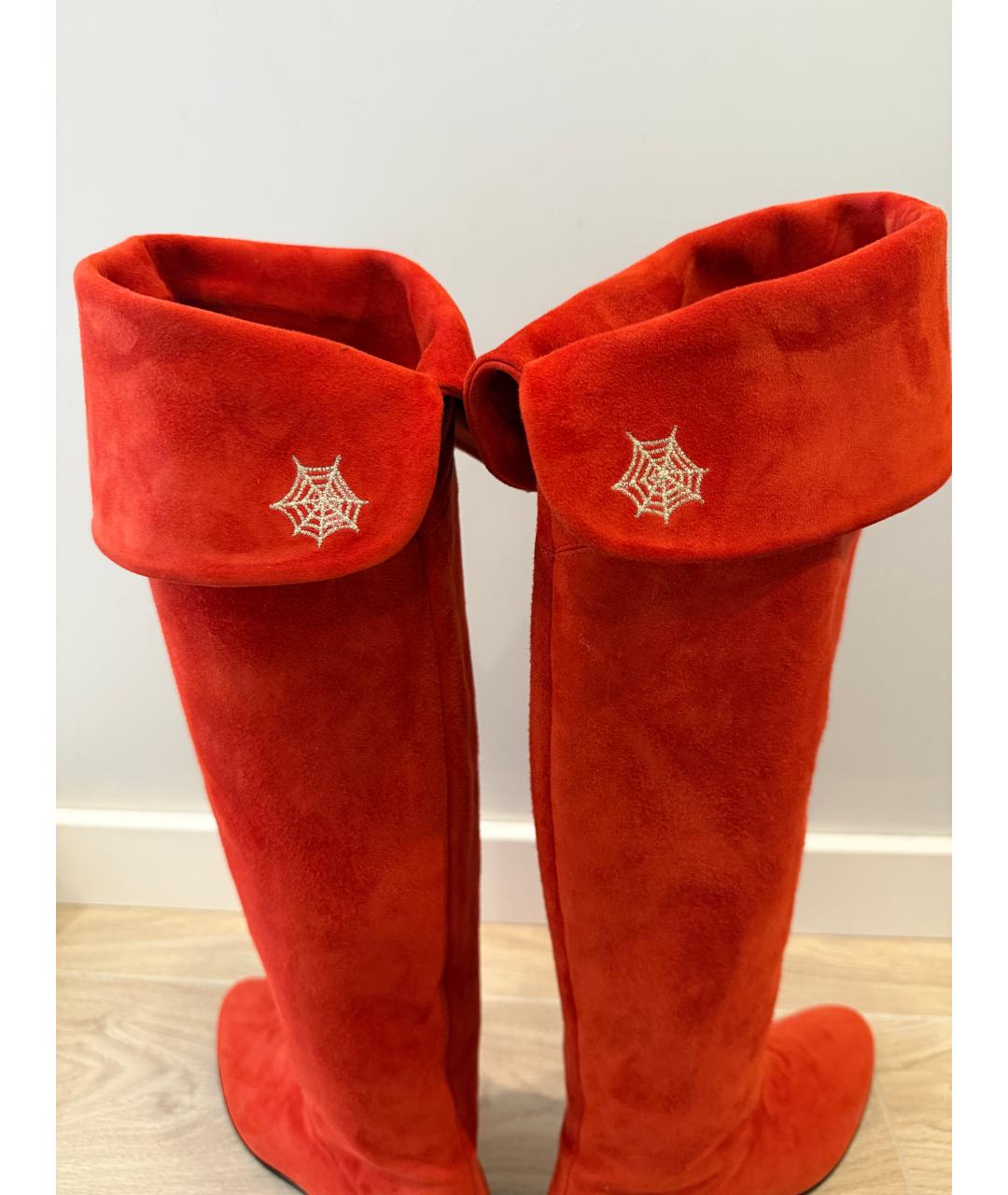 CHARLOTTE OLYMPIA Красные замшевые ботфорты, фото 4