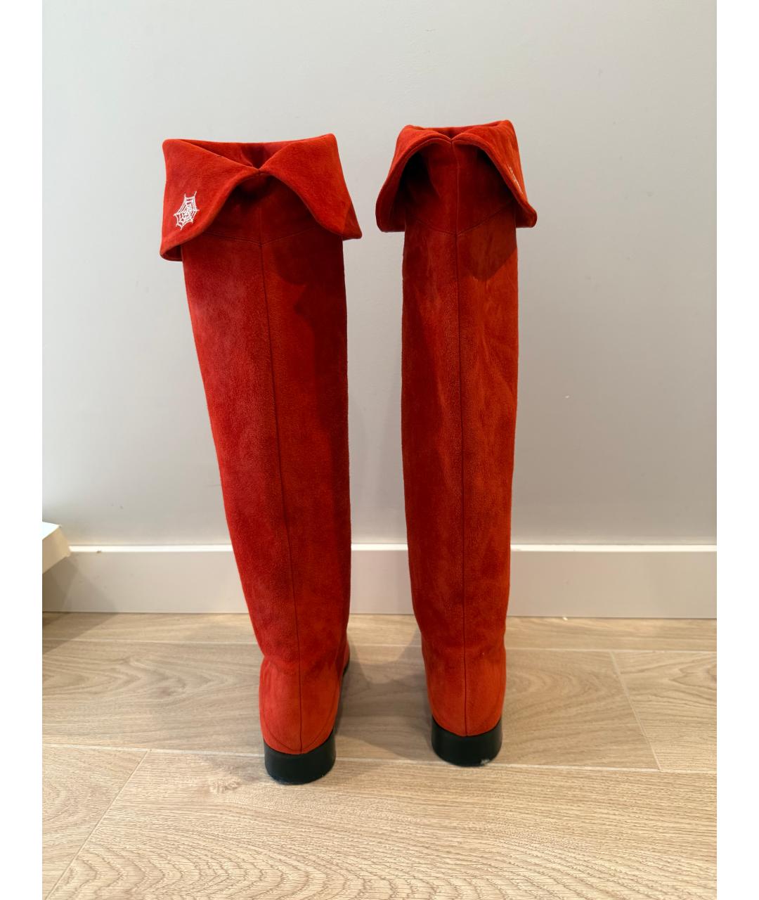 CHARLOTTE OLYMPIA Красные замшевые ботфорты, фото 3