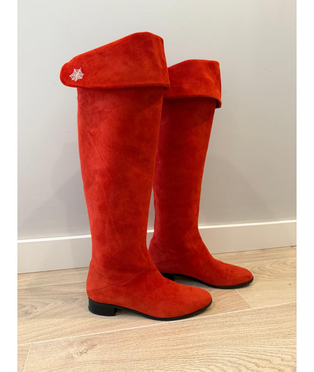 CHARLOTTE OLYMPIA Красные замшевые ботфорты, фото 7