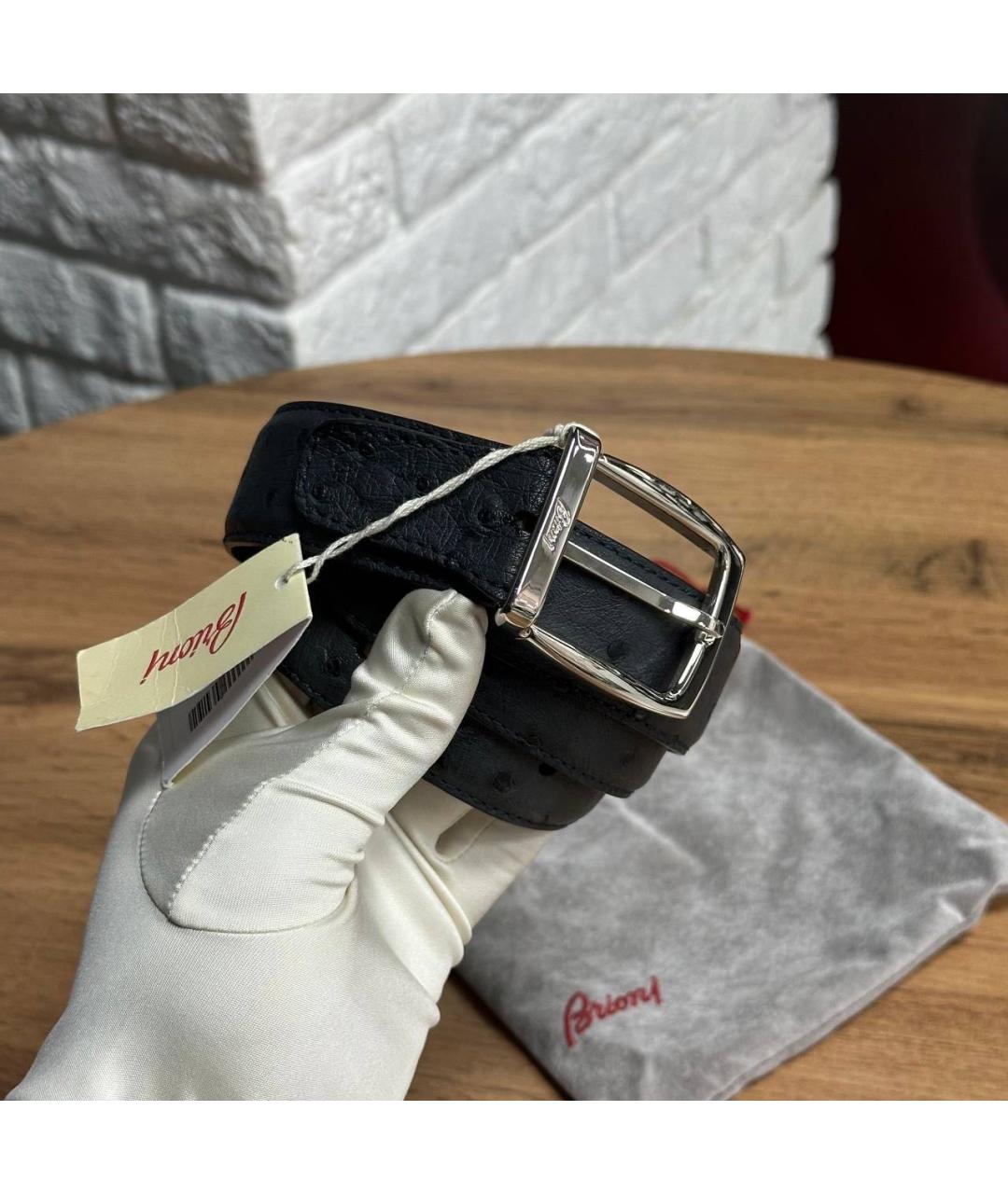 BRIONI Черный ремень из экзотической кожи, фото 2