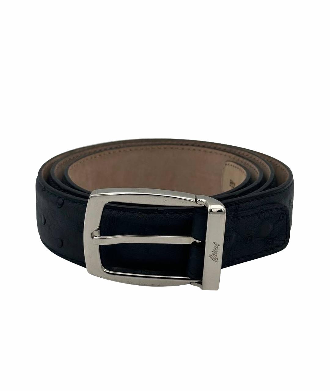 BRIONI Черный ремень из экзотической кожи, фото 1