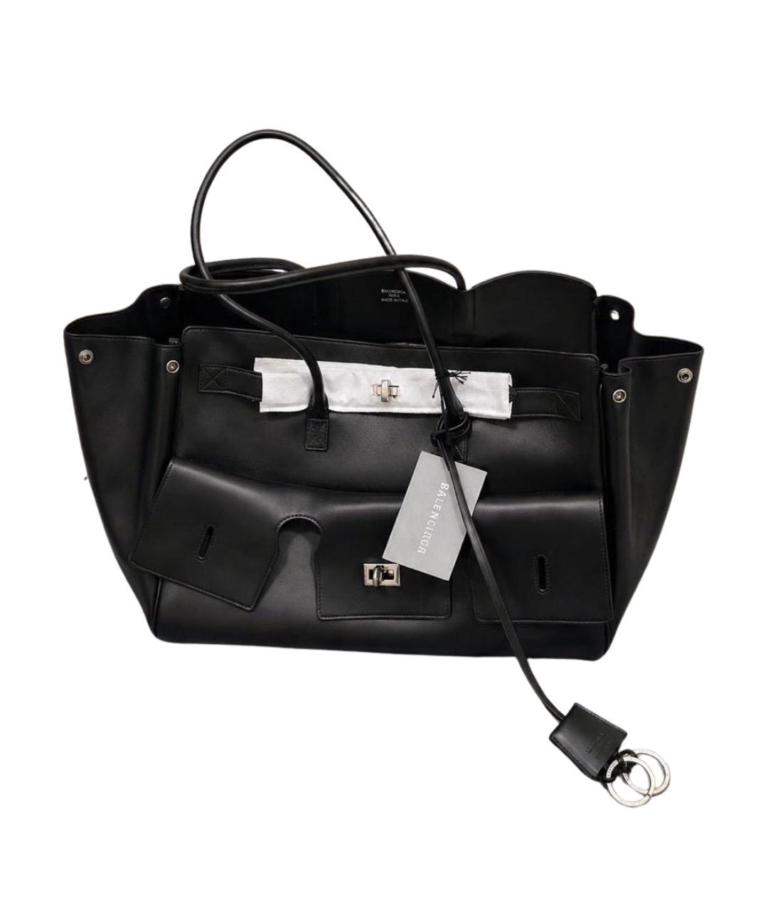 BALENCIAGA Черная кожаная сумка с короткими ручками, фото 1
