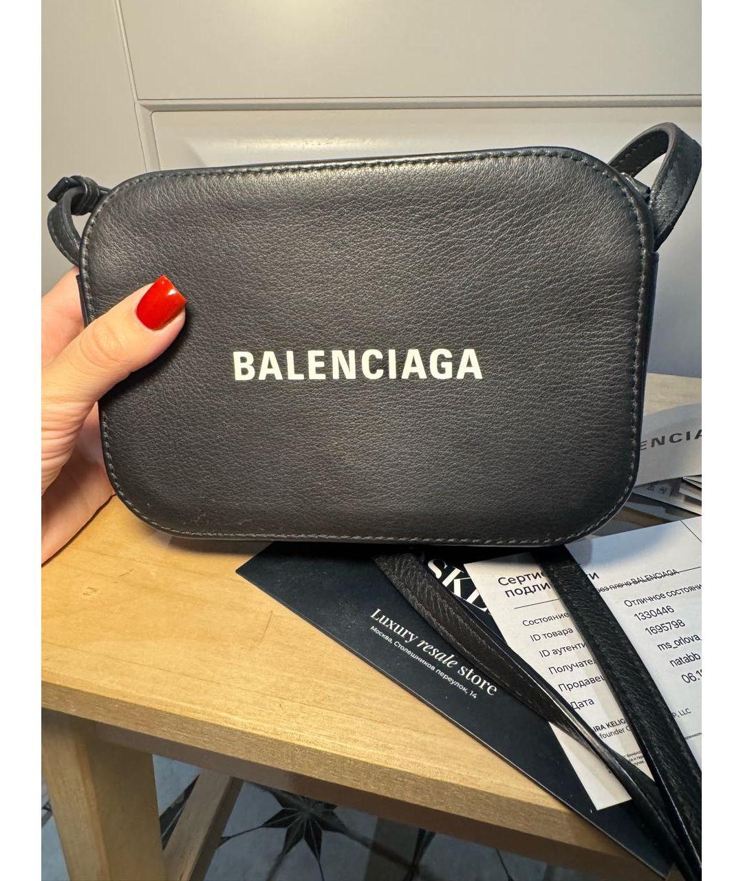 BALENCIAGA Черная кожаная сумка через плечо, фото 7