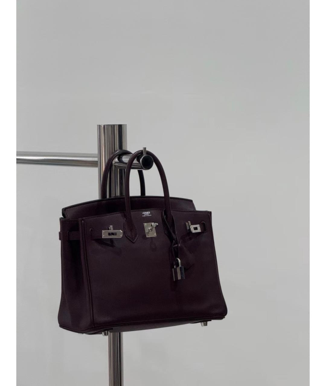HERMES Фиолетовая кожаная сумка с короткими ручками, фото 2