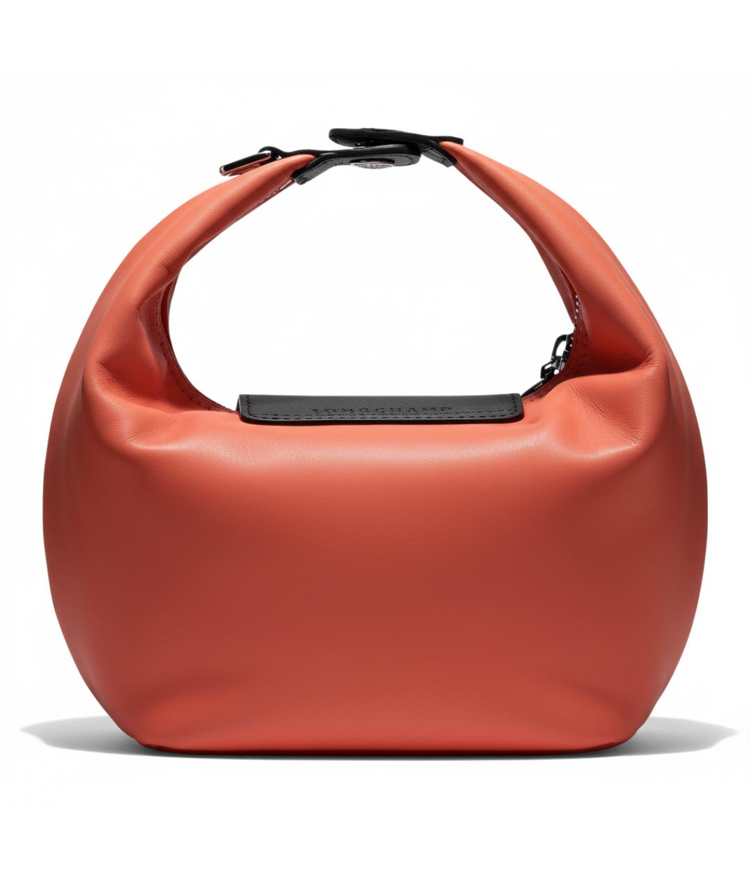 LONGCHAMP Коралловая кожаная сумка с короткими ручками, фото 3