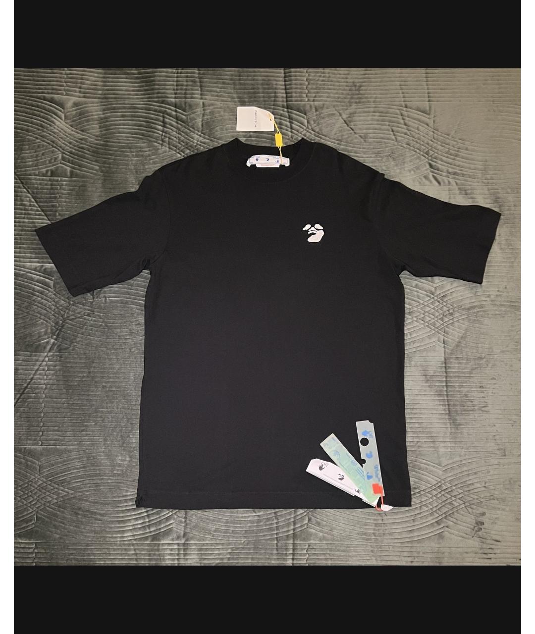 OFF-WHITE Черная хлопковая футболка, фото 2