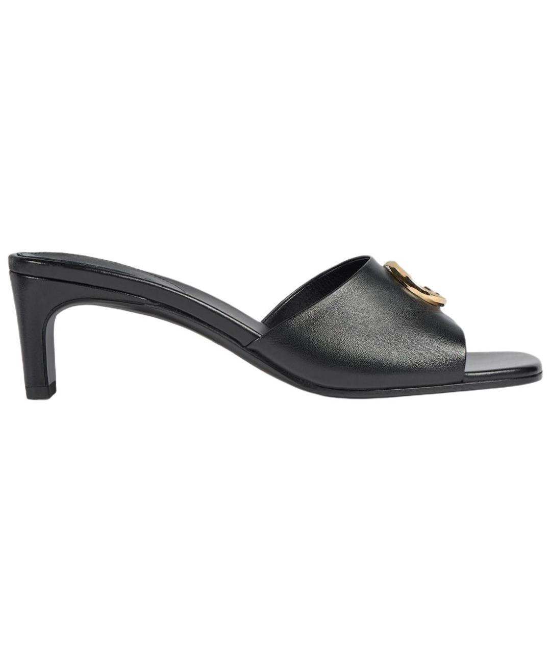 GUCCI Черные кожаные сандалии, фото 1