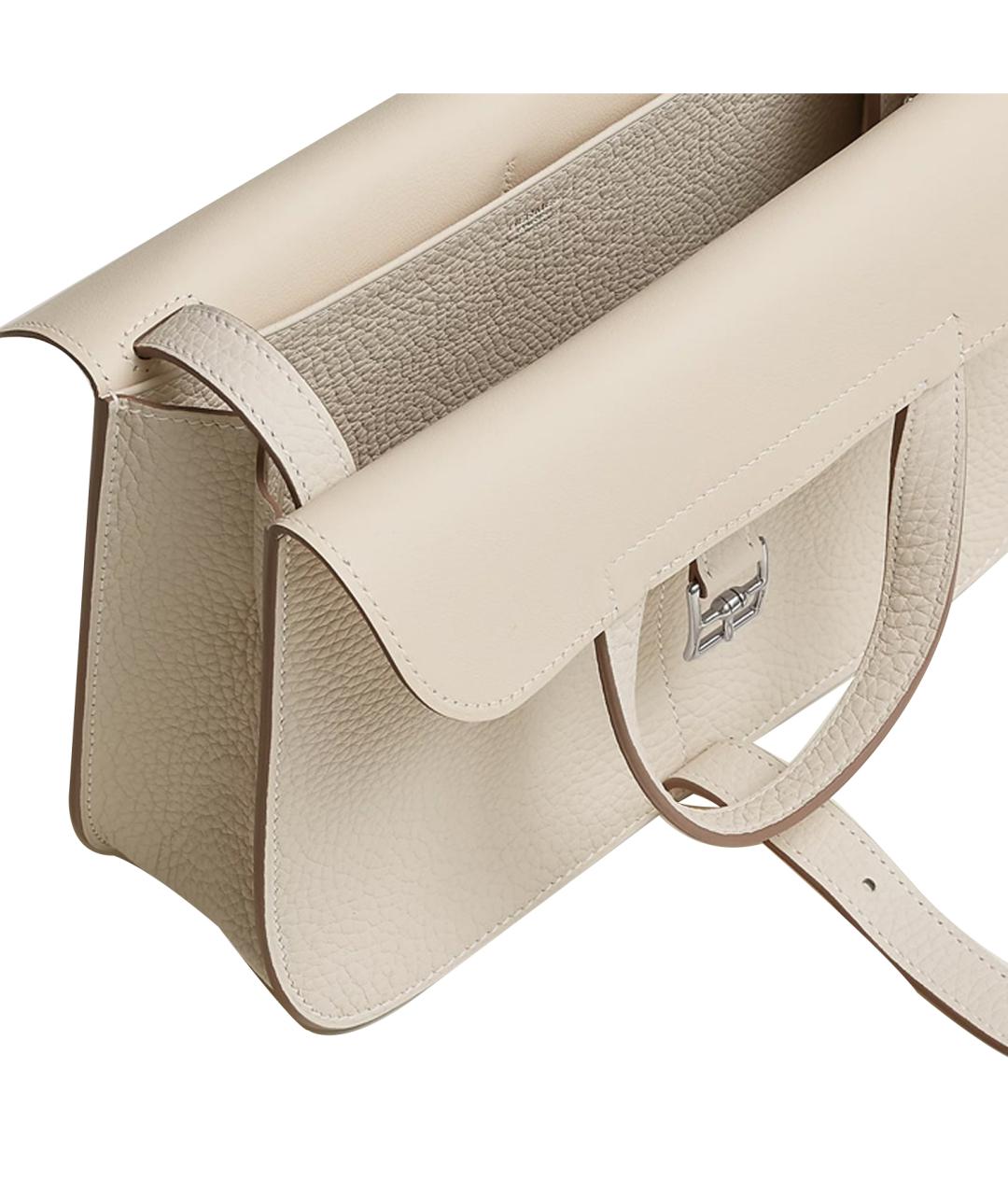 HERMES Белая кожаная сумка через плечо, фото 4