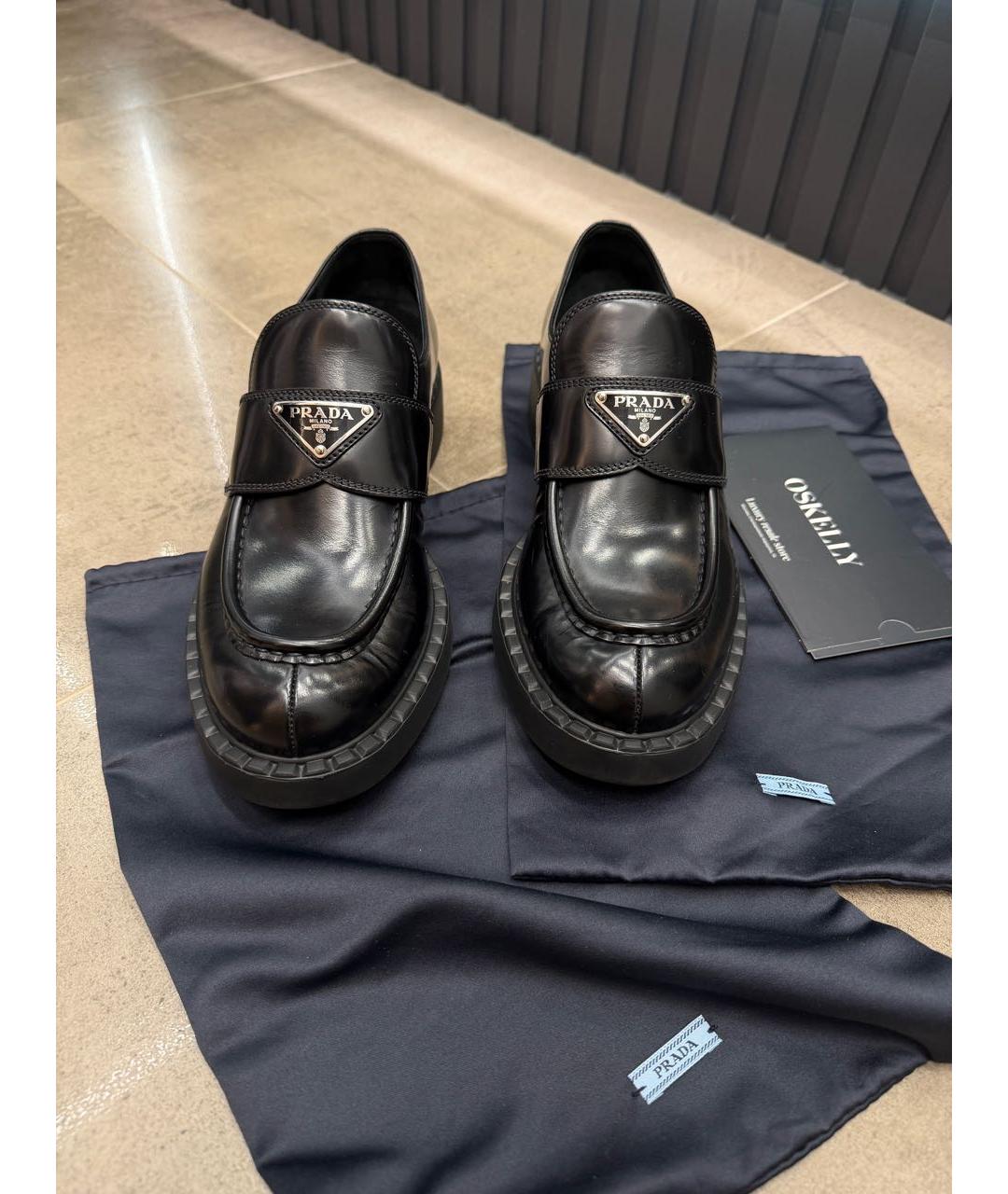 PRADA Черные кожаные лоферы, фото 3